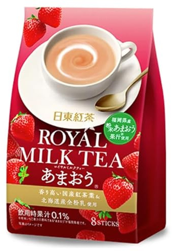 Nittoh Kocha Japanese Instant Royal Milk Tea Amaou Strawberry Flavour (8 Sticks) 112g
