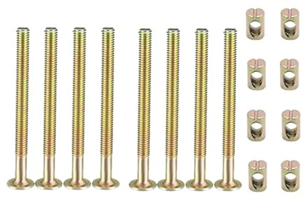 Set di 8 bulloni M6 x 70 mm per mobili, in acciaio al carbonio, viti di fissaggio esagonali con dadi a barilotto per sedie, mobili, letti