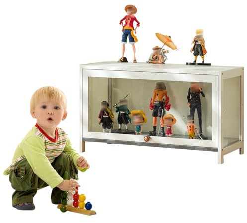 Witriolik 70x33x40cm Vitrine, 1 Couche Vitrine pour Collection, Armoire avec Vitrine Meuble de Rangement en Verre Debout Armoires de Curiosités pour Collection De Figurines Et Objets Rares,Blanc