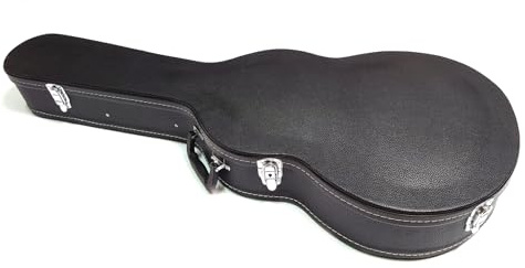 Yuemiya Premium E-Gitarrentasche für Gibson Les Paul, Hartschalenkoffer mit Plüsch-Innenseite, wasserdichtes Leder, Aufbewahrungsfach (D-Schwarz)