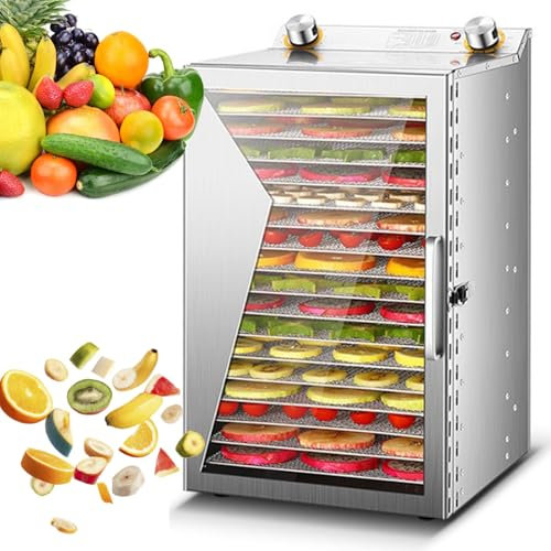 VFMVOYNZ Déshydrateur Alimentaire, séchoir Alimentaire en Acier Inoxydable avec température réglable de 30 à 90 ℃ et 8/12 Plateaux Amovibles pour sécher Les Fruits, la Viande, Les légumes(8-Trays)