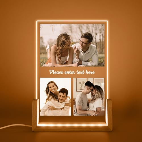 Personalisierte Lampe mit Foto -Personalisierter Bilderrahmen mit Foto- Couple Geschenke für Jahrestag - Led Bild Personalisiert Geschenke Frauen und Männer (Stil 02)