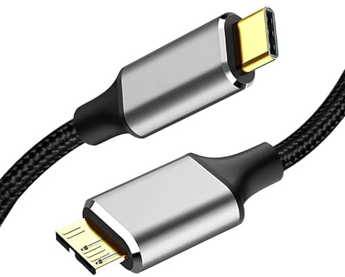 JRILUO USB C Auf Micro B Kabel 0.5m Nylon, Typ C 3.0 Zu Micro USB 3.0 Festplattenkabel, USB C Stecker auf Micro-B Stecker, Kompatibel Mit Der Externen Festplatte Toshiba/Seagate/WD...