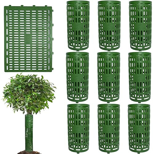 Glorlliant 10er Set Baumstammschutz (25 x 37cm), Erweiterbarer Baumschutzhülle Baumschutz Wildverbiss und Mähen, Schutz Baumstamm Schutz, Verbissschutz Uv-Beständiger, Grün