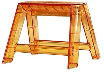 XCHSXYL Marchepied Pliable en Acrylique pour Adultes, Chaise Portable à 1 Marche, Tabouret de Cuisine Transparent pour intérieur et extérieur (Orange)