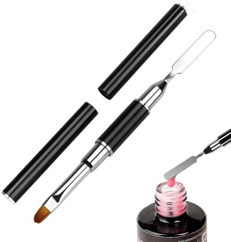 Herramienta de Doble Punta para Polymer Gel, 1 piezas Pinceles Duros para Uñas de Gel, Pincel y Espátula 2 en 1, de Doble Punta con Punta Francesa Reutilizables para Esmalte de Uñas de Gel Duro