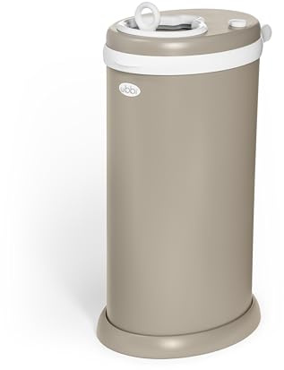 Ubbi Stål Lukt Låsning Blöja Avfallsbehållare, Ingen speciell väska Krävs Pengar Sparande, Prisbelönt, Modern Design Lista Måste ha Blöjkorg, Matt Taupe