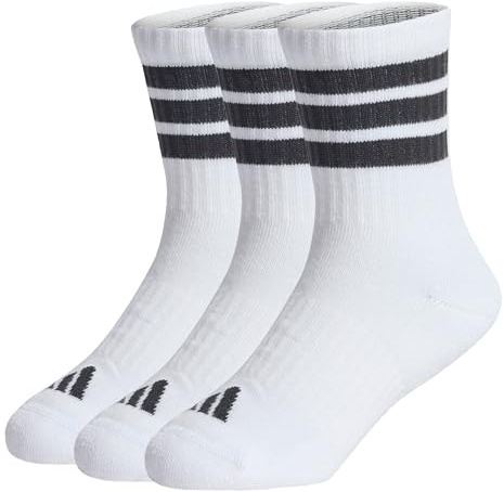 adidas unisex - barn 3Stripes Cushioned Sportswear Crew Socks 3 Pair Pack, white/black/black, 4-5 Years