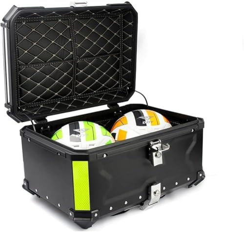 Aluminum Motorcycle Case, Waterproof Top Box for Motorcycle for Storage Helmet Luggage Box with Safety Lock and Base Plate(Size:100L,Color:Black)