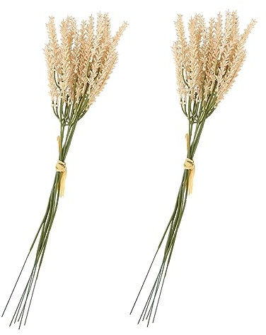 Luxshiny Spighe di Grano Simulate in Plastica 2 Pezzi Set Decorazione Fai da Te per Camera da Letto e Allestimenti Matrimonio Colore Cachi Stile Semplice e Fresco