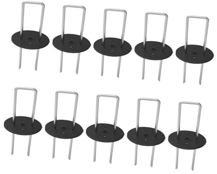 HEMOTON 50 Pièces Piquets de Fixation Acier Galvanisé pour Jardin Lot de Agrafes avec Rondelles pour Tissus Paysagers pour Membranes et Paillages Au Sol