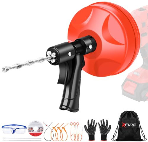 25 FT Double Mode Drain Snake Tools, 14-in-1 Drain Auger for Sink and Drain Unblocking, Plumbing Snake for Kitchen, Bathrom and Shower Sink, Snake for Real DYIs【Upgraded】