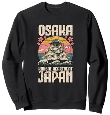 Osaka Castle Kansai Heartbeat Japón Retro Travel Souvenir Sudadera