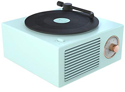 Vinyl Record Player Speaker Wireless Portable Mini Steel Retro Atomic Speaker Radio Cassette Recorder(Bamboo yellow green)
