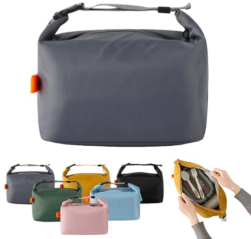Lunch Bags for Women Men,Grey Reusable Insulated Leakproof Lunch Box Tote Bag,Leak Proof Cooler Bag with Handle Cool Bags for Kids Girls Boys Adults Work School Picnic Travel Beach Lunchboxes