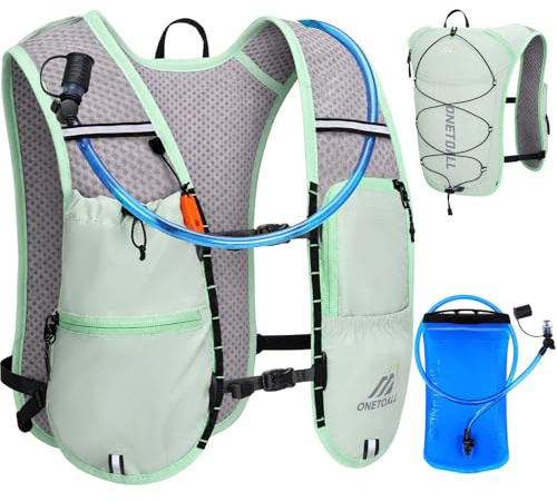 ONETOALL Gilet Hydratation Running Femme avec Flasque Running de 500 ML/Poche à Eau de 2L, Sac Hydratation Running Homme Léger 6L, Gilet Trail pour Jogging Vélo Marathon Moto, 150 g