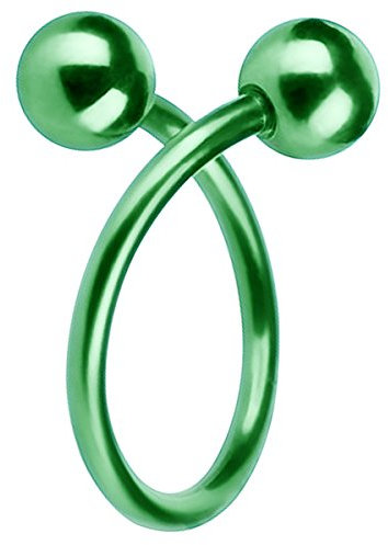 Piersando Piercing Barbell Lippe Labret Lippenpiercing Ohr Tragus Ohrpiercing Edelstahl Spirale Gebogen mit Zwei Kugel Grün 1,2mm x 10mm x 4mm
