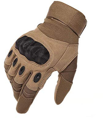Gants Tactiques Plein-Doigt Hommes Mi-Saison Sport de Plein air pour Combat, Scooter, Militaire, Moto,Paintball, Cyclisme, Randonné, Airsoft, Camping, Chasse,Vélo (Brun Plein-Doigt, L)