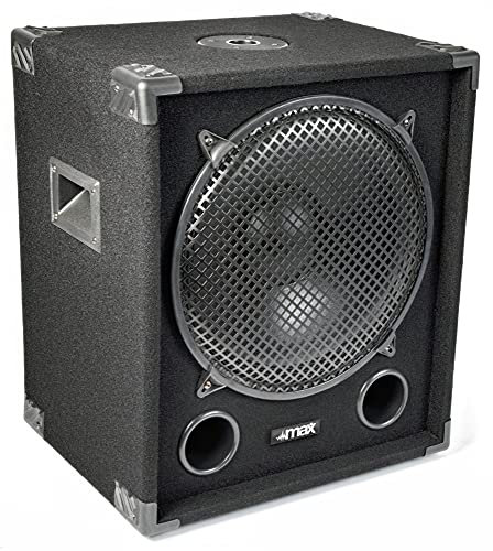 MAX Max15SUB Caisson de Basse Passif 1200 Watts Subwoofer DJ 15, 2X Borniers à Pince, Insert pour Pied d'Enceinte, Graves Profonds et sans Résonance, Solide et Facile à Transporter