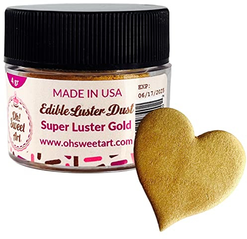 SUPER LUSTER GOLD METALLIC EDIBLE Luster Dust (4 grams each container) By Oh! Sweet Art Corp