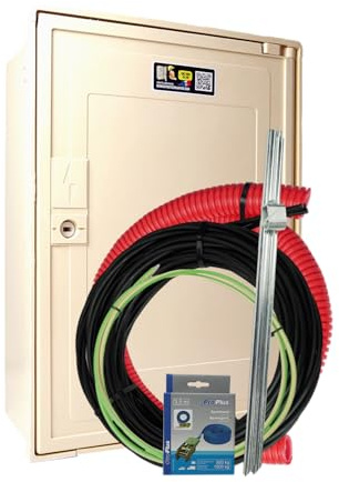 Carré Rouge - Coffret Compteur de Chantier Triphasé 30/60A, 18/36 KVA, Pack Complet 10m, Compatible Raccordement ENEDIS, Fabrication Française - 49 x 35 x 20 cm