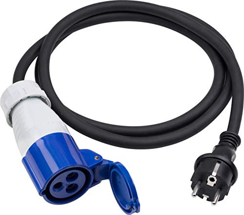 Meister Cavo adattatore CEE – Cavo da 1,5 m – Accoppiamento CEE & Spina con contatto di protezione – Robusta linea in gomma H07RN-F3G 2,5 mm² – 16 A/230 V – IP44 per esterni/cavo da campeggio /