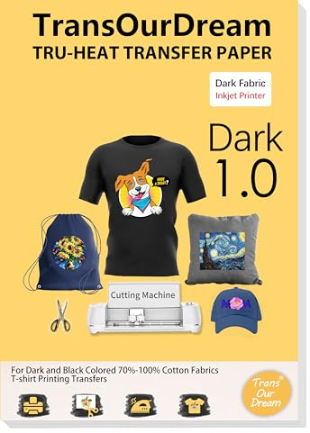 TransOurDream-Estilo clásico de Papel de Transferencia Para Camisetas y Tejidos Oscuros（A4x20 Hojas）Fácil de Usar, Compatible con Impresoras de Inyección de Tinta, ES-3-20