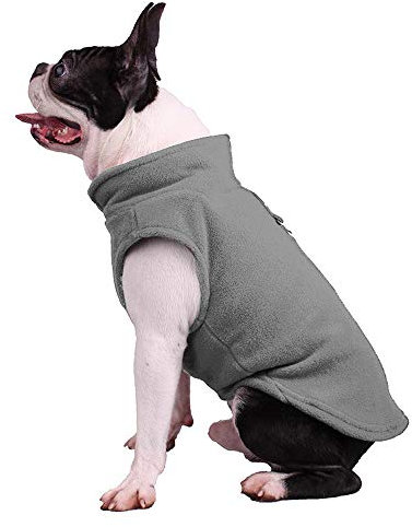 Hundepullover / Hunde-Sweatshirt, weiche Fleece-Weste, Kaltwetterjacke mit Ring für die Leine für kleine und mittelgroße Hunde (Größe XL, Grau)