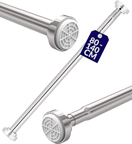 Praknu Duschvorhangstange ohne Bohren - Ausziehbar 80 bis 140cm - Sicherer Halt - Edelstahl Duschstange