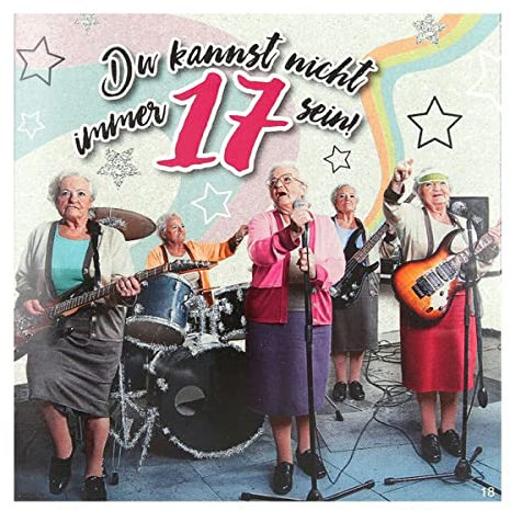 Depesche 11661-018 - Glückwunsch-Karte mit Musik, witzige Geburtstags-Karte mit farbenfrohem Motiv, passendem Spruch und Innentext, inkl. Umschlag, 17 x 16,5 cm