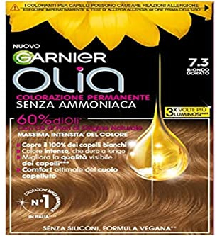 Garnier Olia hårfärg, permanent färgning, utan ammoniak, av naturligt ursprung, vegansk formel, guldblond