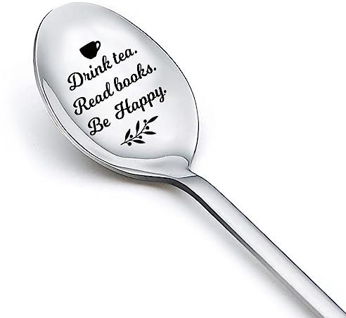 Cuchara de té para leer libros, para amantes del té, amigos, cumpleaños, graduación, regalos de Navidad para lectores, amantes de los libros, regalos para mujeres y hombres, cucharas de té grabadas de