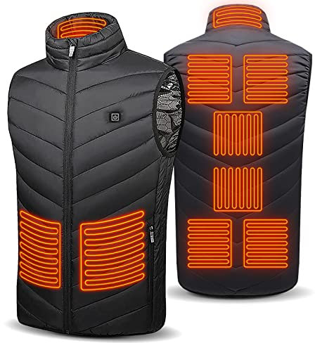 Giacca Riscaldata Uomo Donna, Gilet Riscaldato USB, Gilet Riscaldante Elettrico 3 Temperatura Regolabile, Giacche Riscaldate Lavabile, Giubbotto Trekking Invernale Giubbino per Moto Pesca Lavoro (XS)