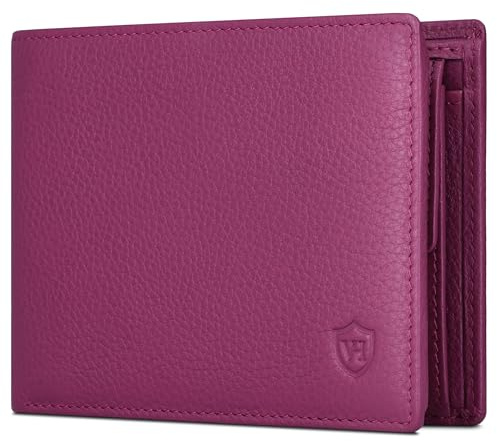 VON HEESEN Leder Geldbörse RFID Schutz I Echtleder Geldbeutel für Damen & Herren I Portemonnaie Brieftasche Wallet Portmonee (Pink)