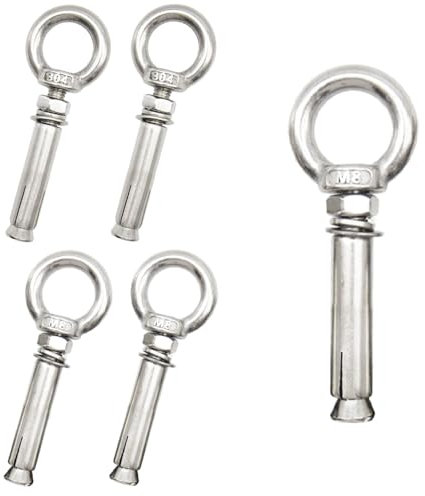 Ruidee 5 Stück Edelstahl Ringschraube Anker M8x80mm Dehnschraube Mit Ring Erweiterung Bolzen Augenschraube Anchor Eye Bolt Expansion Screw für Bauwerke aus Beton und Mauerwerk (PZ-LS/M8*80MM)