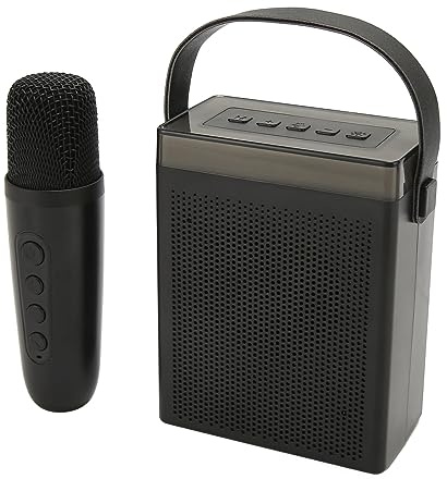 BONAOK 3-in-1 Kabelloses -Mikrofon mit Lautsprecher für Alle Smartphones, Tragbares Handmikrofon – Schwarz (Schwarz)