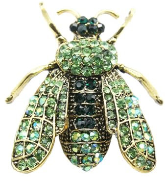 JINZIJINYU Femme Broche Strass Broche En Forme Abeille En Diamant Série Insectes En Alliage Pour Femmes Corsage En Cristal Chemise Bouton Écharpe Décoratif Vert