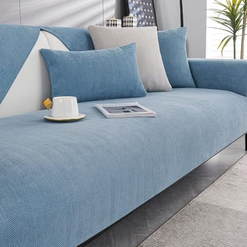 Bettschlange Sofabezug Ecksofa L-Form 1/2/3/4sitzer, Sofaschutz Sofaschoner, Sofaschutzdecken rutschfest, Pets Dog Couch Überzug Sofa Überwurf(Blau,70x70cm)
