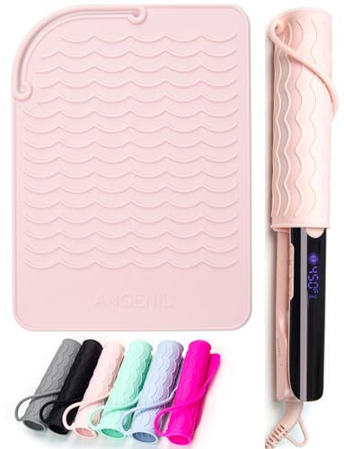 ANGENIL Heat Mat for Hair Straighteners, Heat Resistant Mat for Curling Iron, Silicone Heat Resistant Mat for Travel Flat Iron Hair Straightener, Heat Protecting Mat for Hair Curler 21.5 cm x 15.5 cm