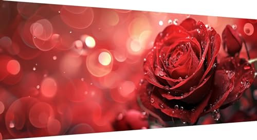 Qiaoqoo Rose Diamond Painting xxl 225x90cm, 5D DIY Diamant Painting Bilder Blume Diamand Painting Kinder mit Diamond-Painting Zubehör, Groß Diamant kunst Basteln Erwachsene, Home Décor Malerei