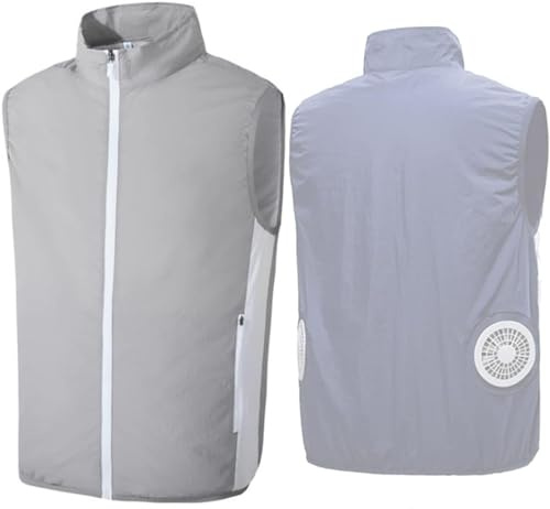 Chaleco con ventilador de refrigeración Camisetas de manga corta Chaqueta de aire acondicionado Trabajo al aire libre Ropa con aire acondicionado de verano Chaleco lavable (Color : Gray, Size : XL)