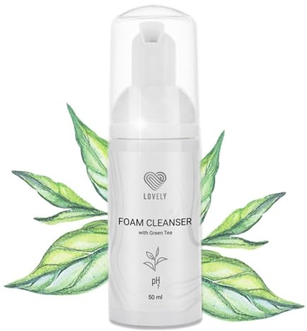 LOVELY Wimpernshampoo für Wimpernverlängerung - grüner Tee Duft - 50ml | ölfreier Schaumreiniger für Wimpern | sanfter Reiniger für Wimpern & Gesicht | Make-up Entferner Shampoo für Lash Extensions