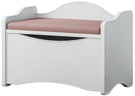 Happy Babies Spielzeugkiste zum Sitzen Sitzbank mit Stauraum Aufbewahrung mit Sitz für Kinder Kindermöbel Weiß