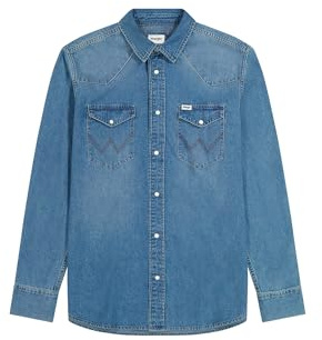 Wrangler Chemise de Loisirs LS Western pour Homme, Pierre foncée, Taille L, Lavage Moyen, L