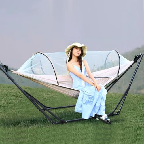 CHDGSJ Hamaca Doble con Soporte Desmontable Y Mosquitera,Hamaca con Soporte Desmontable para Interiores Y Exteriores,Resistente,para 2 Personas,para Tumbona,Porche,Patio,Camping