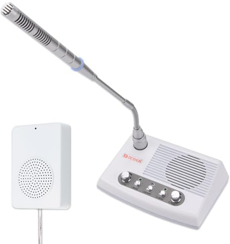 DESHUN DS-989 Window Intercom, Full Duplex Window Speaker System, Speaker, Wireless Microphone Connect, Intercom for Business, Medical Treatment, School, Home