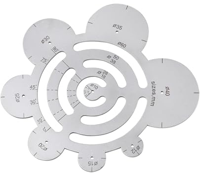 Rundes Eckschneidelineal aus Leder, Kreisschablone aus Metall. Eckstanzer aus Leder. Rundes Eckschneidelineal aus Leder, Zeichenwerkzeuge, Zeichenwerkzeuge, Zeichenvorlagen, (1)