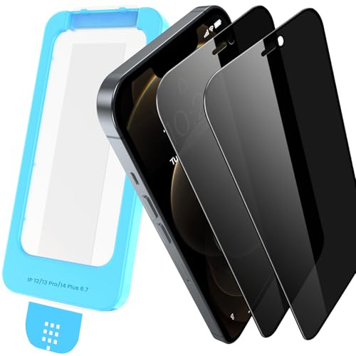 Orealgut für Panzerglas iPhone 12 Pro Max 26°Sichtschutz [Auto-Montage] | 100% Staubfrei & Blasenfrei, Full Screen Privacy Schutzfolie, 9H+ Schutzglas Bruchsicher, Premium Blickschutzfolie, 2 Stück