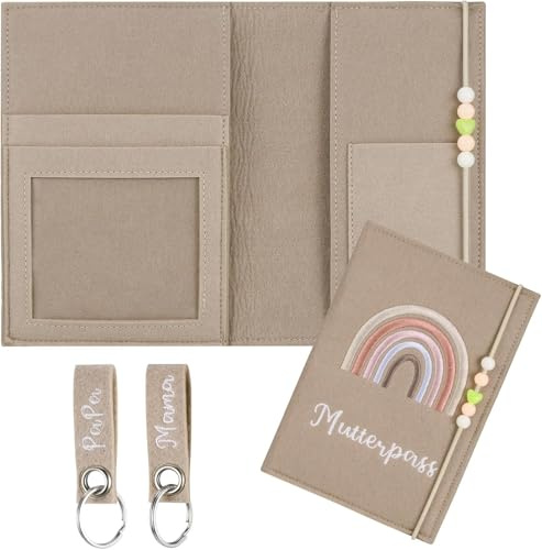 Funda protectora para pasaporte de maternidad alemana, de fieltro, con compartimentos para imágenes de ultrasonidos, carnet de vacunación, tarjeta de seguro, funda para pasaporte de madre con banda