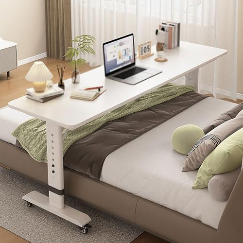 Höhenverstellbarer Betttisch mit Rollen für King-Size-Bett, mobiler CrossBed-Schreibtisch, geeignet für überall im Haus